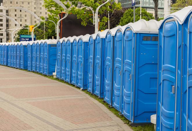 Seasonal porta potty units set up at a Bryan, Texas venue