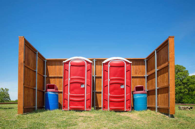 Short-term porta potty units staged for delivery in Bryan, Texas